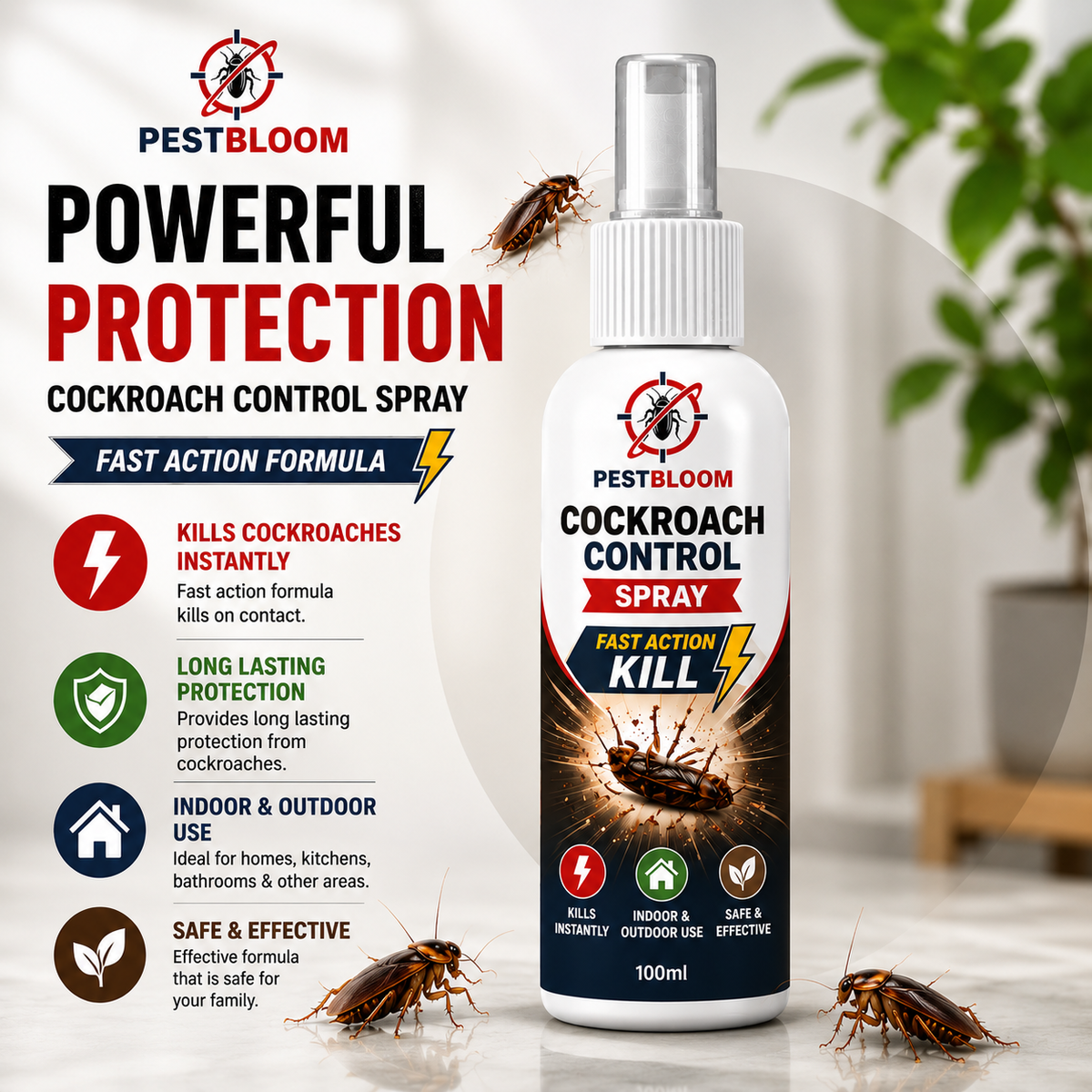PestBloom™ Cockroach Control Spray - 100ml ( Pack Off 2🔥)