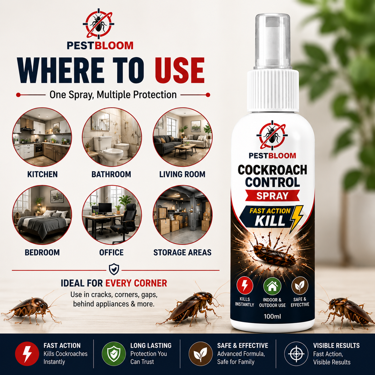 PestBloom™ Cockroach Control Spray - 100ml ( Pack Off 2🔥)