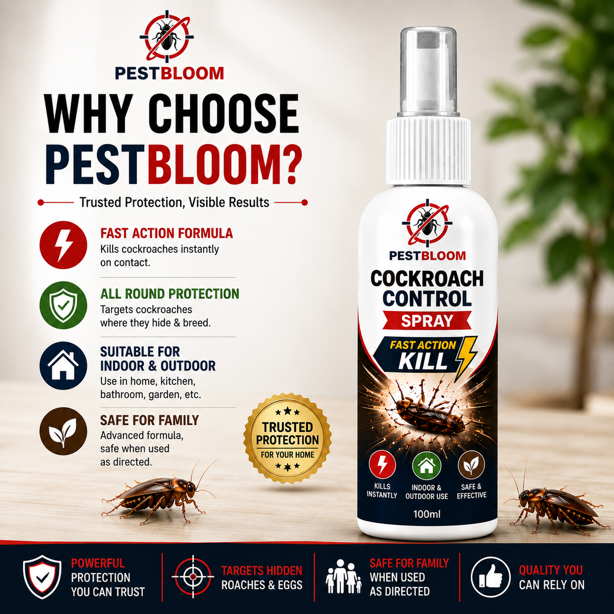 PestBloom™ Cockroach Control Spray - 100ml ( Pack Off 2🔥)