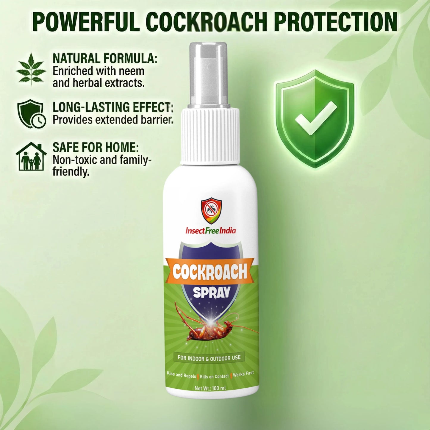 Cockroach Repellent Spray for Kitchen & Home | Herbal Non-Toxic Formula | Safe for Family | Insect Free India
