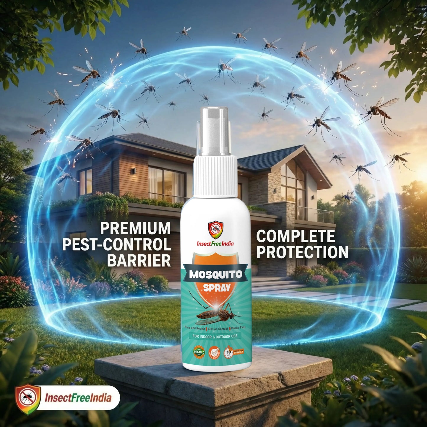 Mosquito Repellent Spray for Home | Herbal Larvicide for Coolers, Garden & Outdoor | Natural & Long-Lasting | Insect Free India