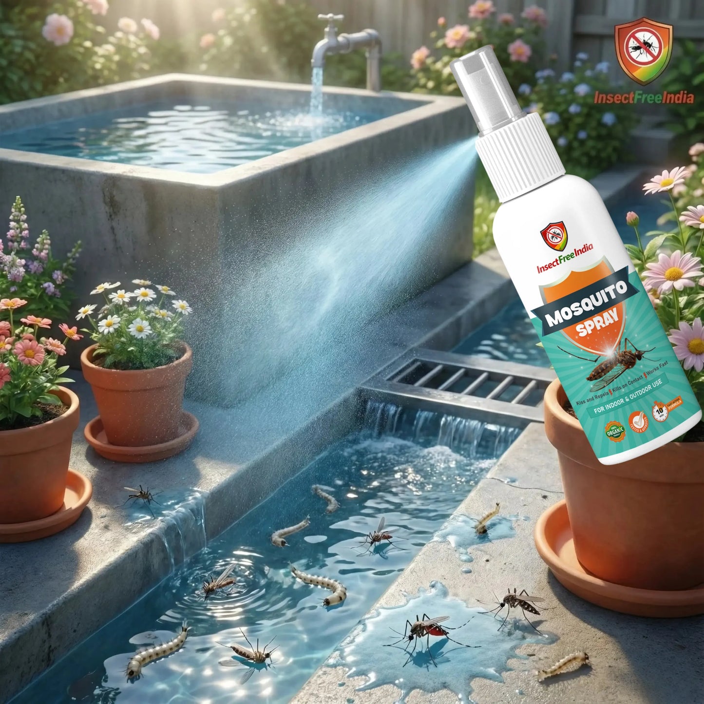 Mosquito Repellent Spray for Home | Herbal Larvicide for Coolers, Garden & Outdoor | Natural & Long-Lasting | Insect Free India