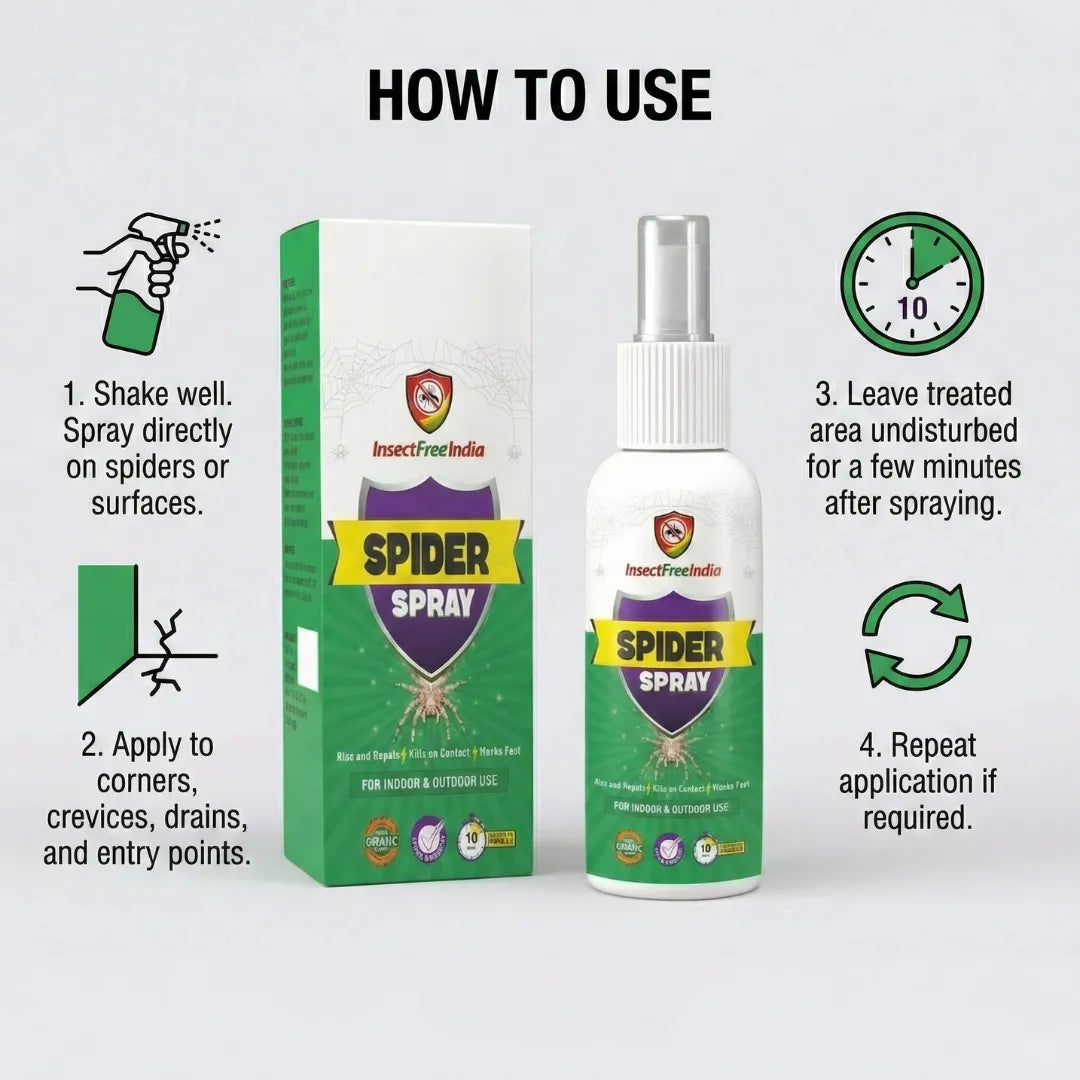 Spider Repellent Spray for Home & Office | Herbal Natural Formula | Indoor & Outdoor Use | Insect Free India